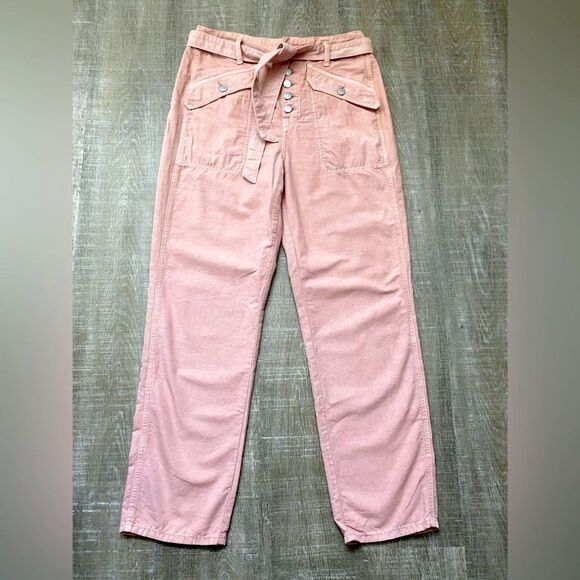 Veronica Beard Rinley Straight Ankle Jeans Pants Women’s 29 Belted Pink Preppy - Picture 3 of 13